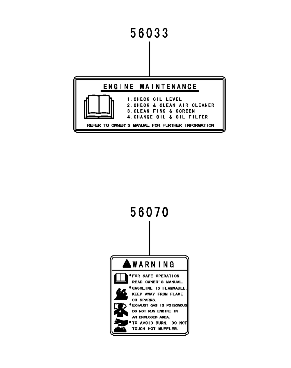 Kawasaki Fr730v-As05 Engine Labels Diagram and Parts List for Z-FORCESZ48 (17AIDGHB-17AIDGHB010)(2015) Cub Cadet Lawn Tractor